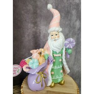 Christmas Pastel Pink Santa Claus Figure Macaron Candy Bag Peppermint Square New